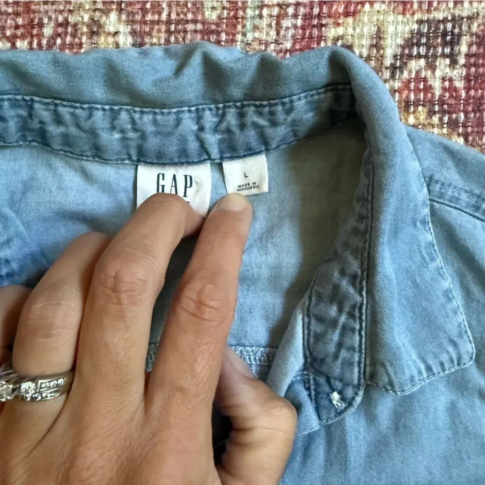 Gap Girls Large Sleeveless Chambray Denim Button-Up Dress